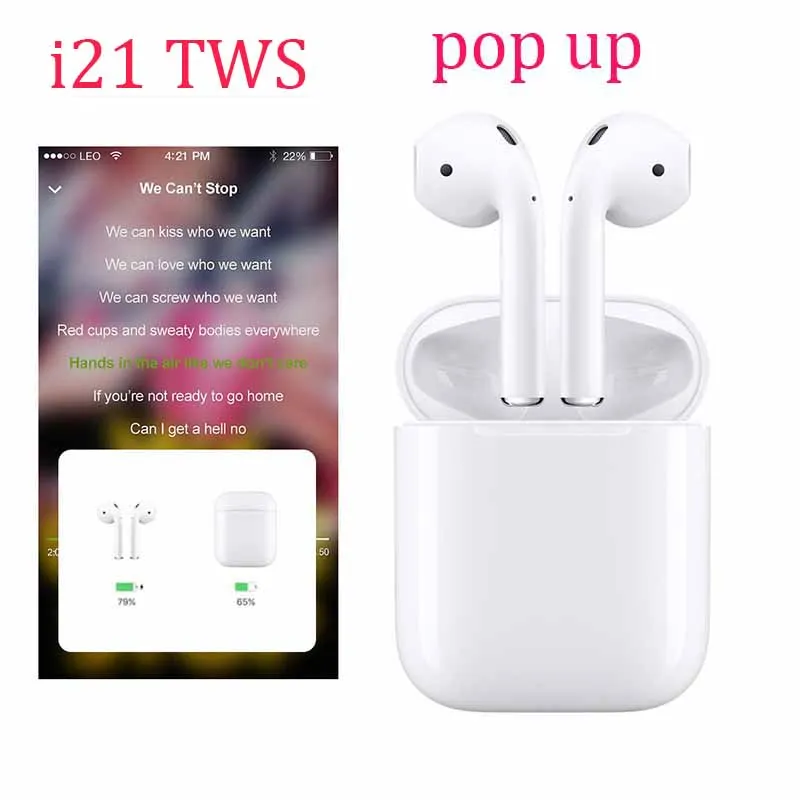 

Original i21 TWS Bluetooth 5.0 Earbud Wireless Touch Control Earbuds 1: 1 tws PK i20 LK TE9 i12 i10 tws earphones