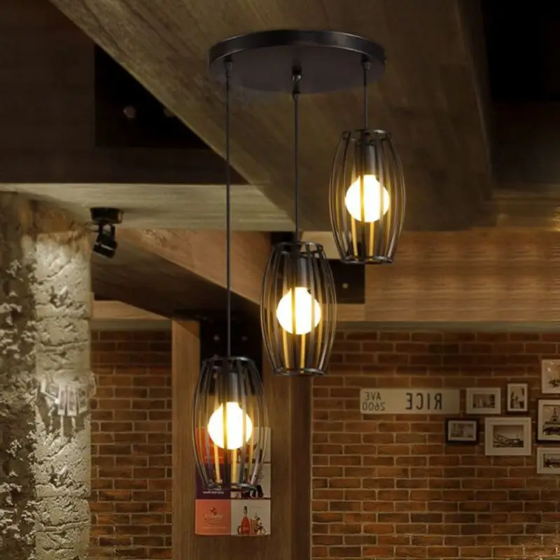 

220V The creative personality of American loft art RETRO minimalist Bar Iron Chandelier lighting  E27 aisle restaurant industry