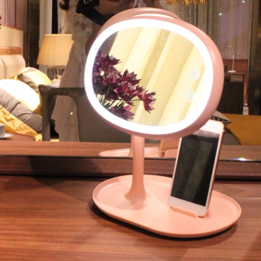 

Hot LED Multifunction USB Rechargeable Makeup Mirror Table Lamp Portable Mirror Night Light Mobile Phone Bracket