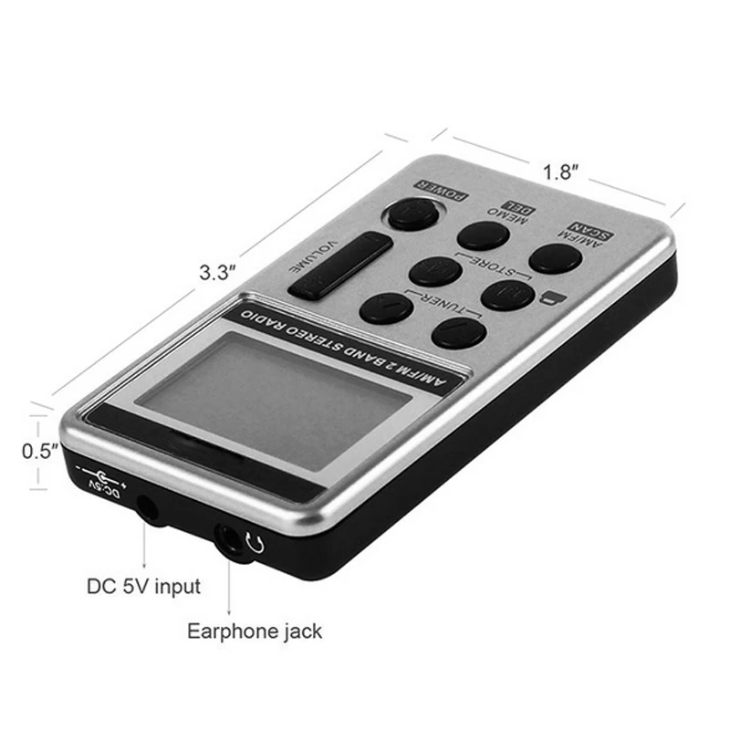 JINSERTA портативный радио FM/AM цифровой портативный мини приемник с перезаряжаемой батареей и наушниками радио+ ремешок
