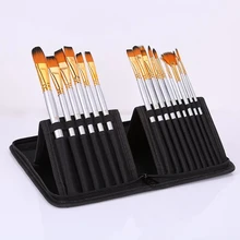 12 шт./компл. акварель гуашь Краски кисти разных Форма круглым заостренным кончиком набор нейлоновых волосяных Краски ing кисти комплект, принадлежности для живописи