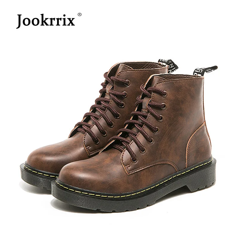 

Jookrrix 2018 Black Shoes Women Fashion Brand Martin Boots Lady chaussure Autumn Female footware Cross-tied Winter Warm Boots