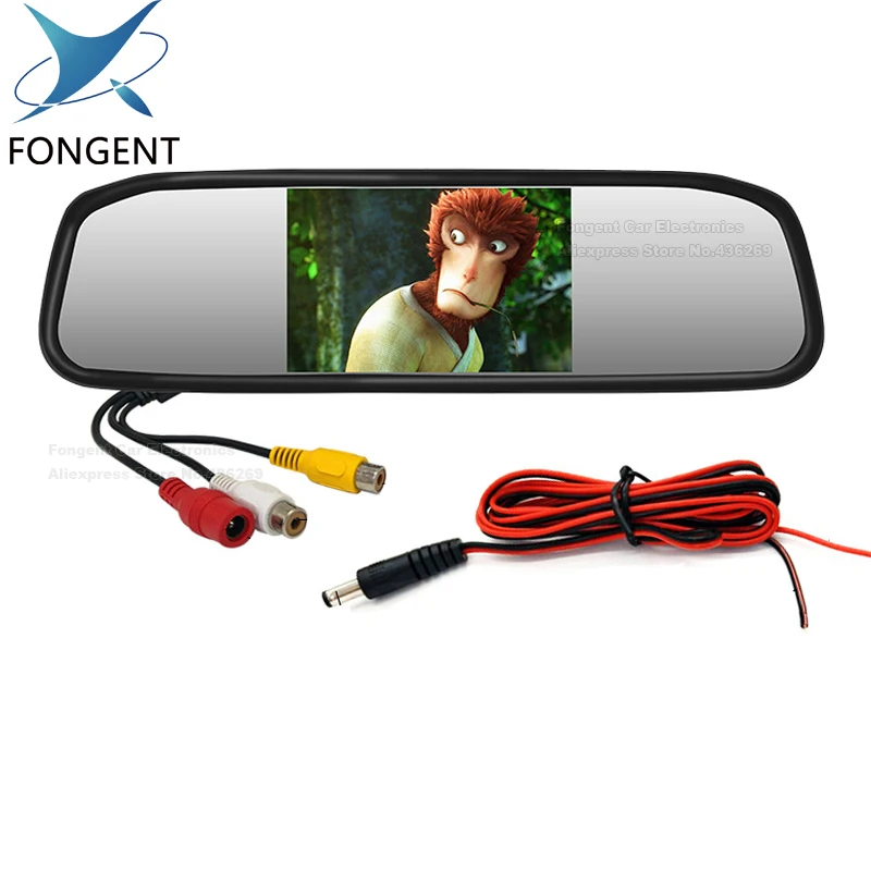 Fongent 5 "цифровой Цвет TFT 800*480 ЖК-дисплей парковка зеркало Мониторы 2 видео Вход для заднего вида камера Парковочные системы Системы