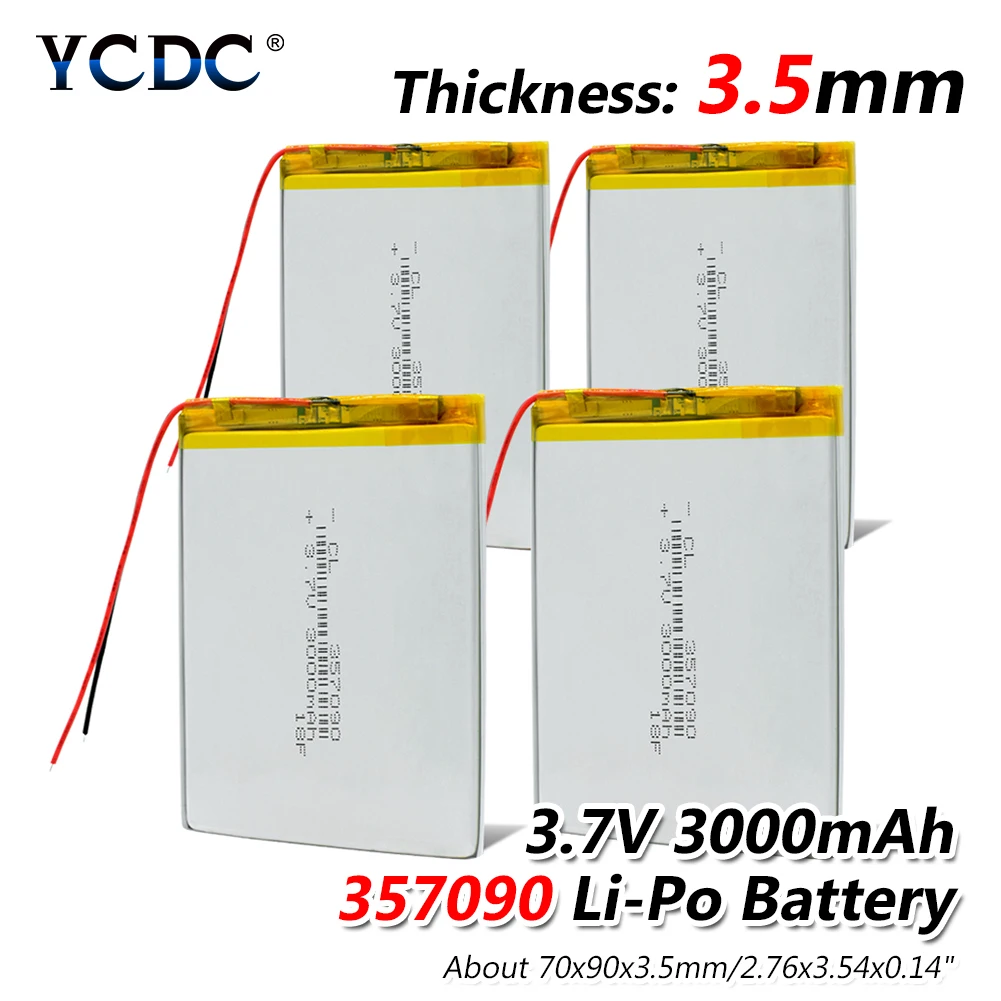 Перезаряжаемый 3,7 в 3000 мАч литий-ионный Литий-полимерный аккумулятор 357090 батареи с печатной платой для MP5 gps DVD BT динамик