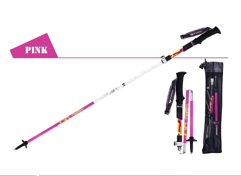 Fibra de Carbono Dobrável de Aço Pioneiro Varas Nórdicos Bengalas Escalada Pessoal Ajustável Bengala Trekking Pole Caminhadas Bastones 4 Esporte e Lazer