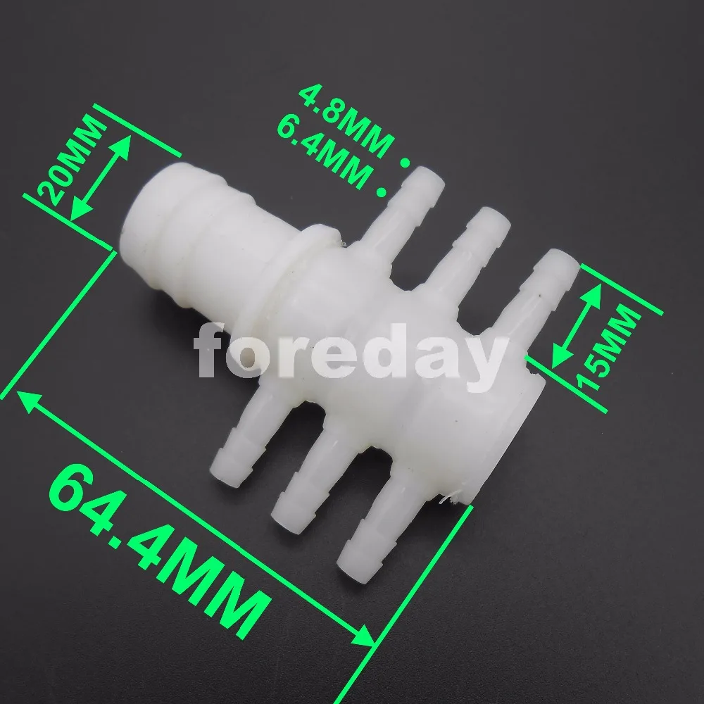 100PCS X 20mm 1 inlet 6 outlets exhaust air gas water pipe tap for