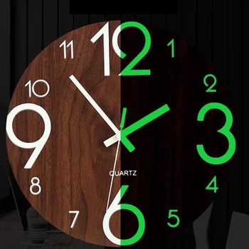 

3D Luminous Wall Clock Night Light Decoration DIY Acrylic Glow Dark Modern Watches Brief Digital Number Quiet Hanging Clocks