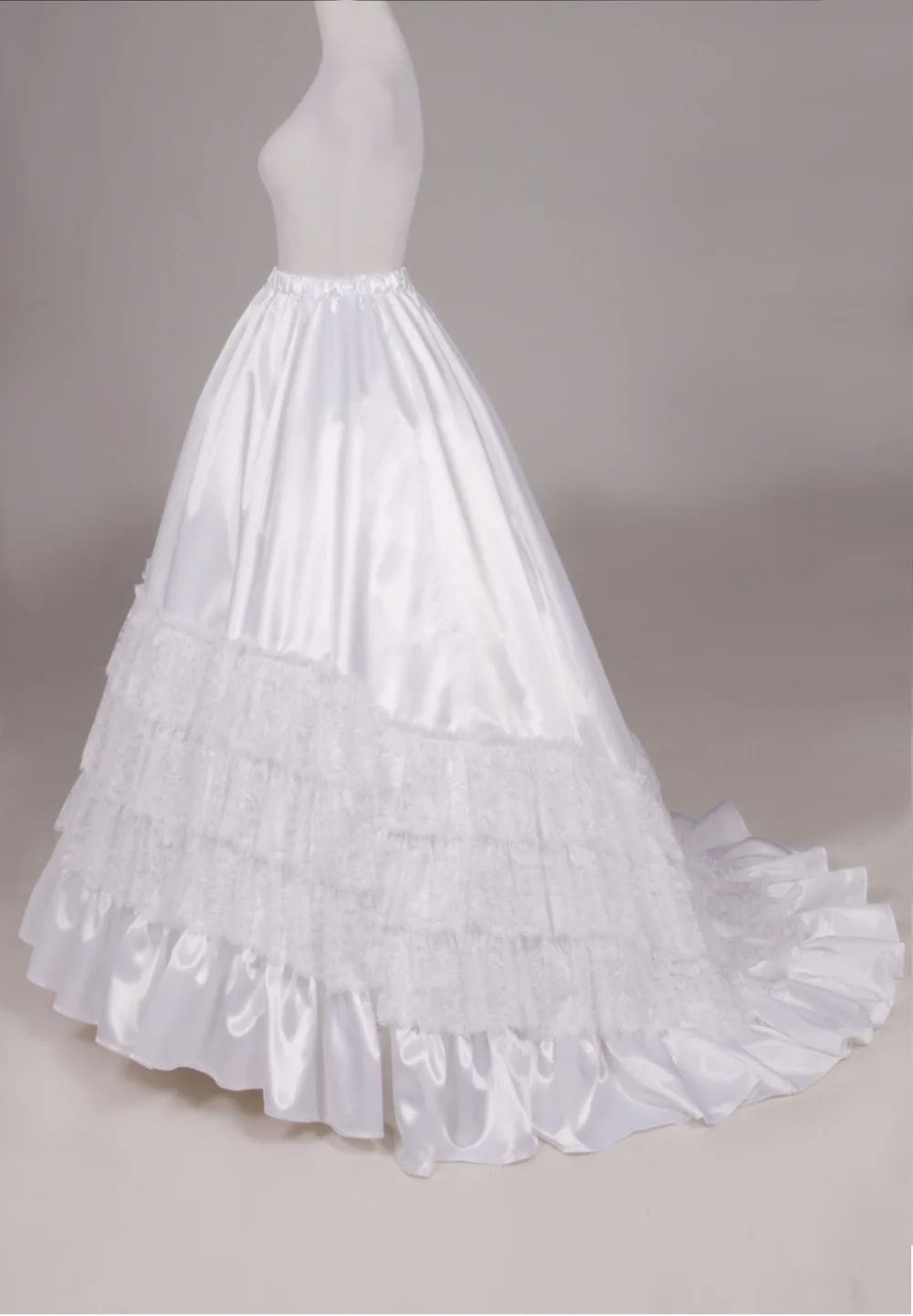 Victorian French Pleated Gathered Bustle Walking Skirt Satin and Lace Victorian Style Skirts