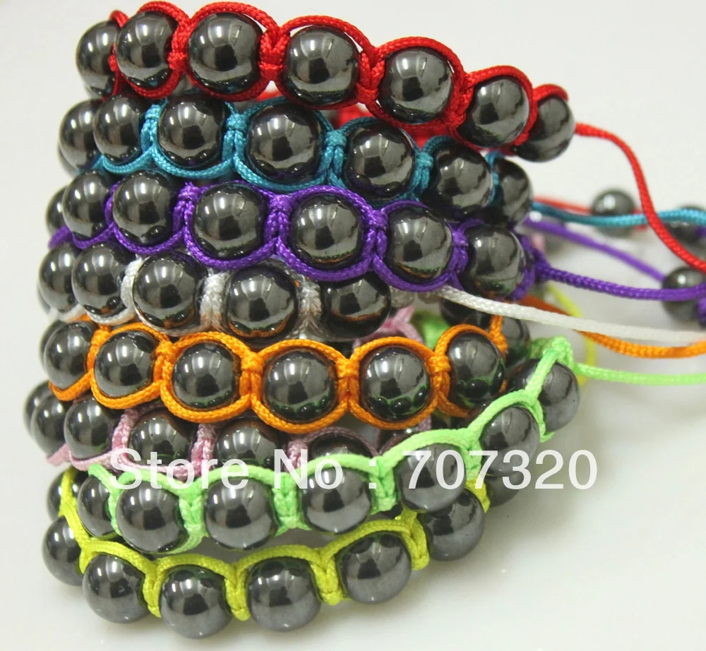 

wholesale 10 Bracelets Cheap hematite macrame shamballa bead brcelet F/S