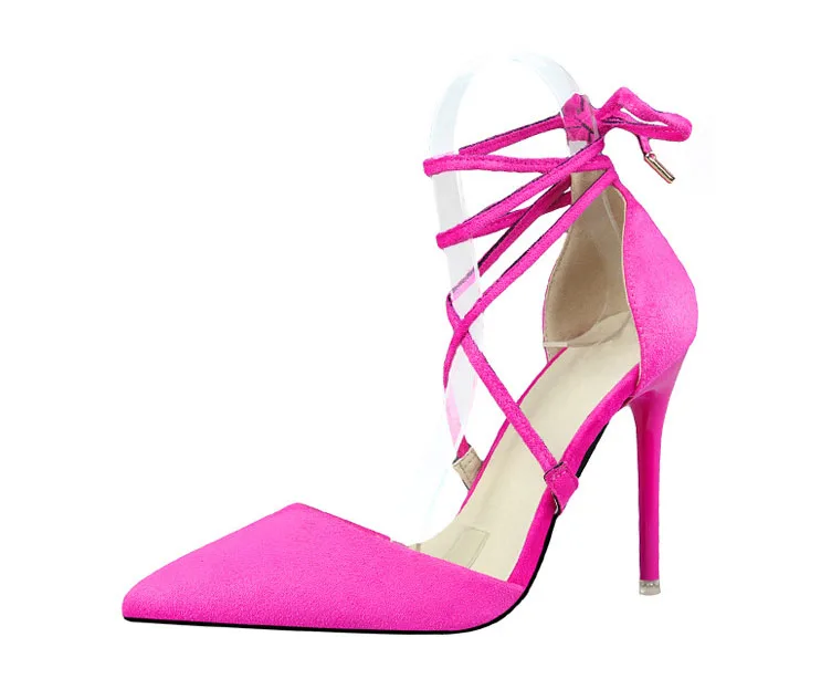 Ltarta Для женщин насосы кашемира с заостренными носками кросс-ремень, галстук-бабочка туфли на высоком каблуке для ночного клуба; пикантная обувь на тонком с обувью. Каблуки Для женщин ZWM-200-7