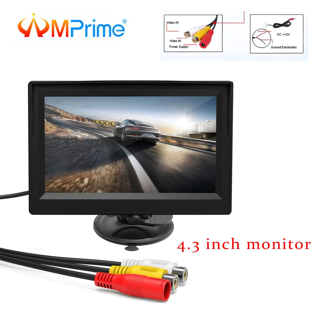 

AMPrime 4.3" Car monitor TFT LCD Car Rear View Monitor Parking Rearview System for Backup Reverse Camera Support VCD DVD Auto TV