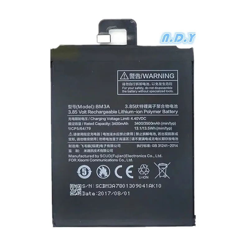 

100% Original Backup For Xiaomi mi note3 Battery For For Xiaomi BM3A Smart Mobile Phone+ + Tracking Number+ In Stock
