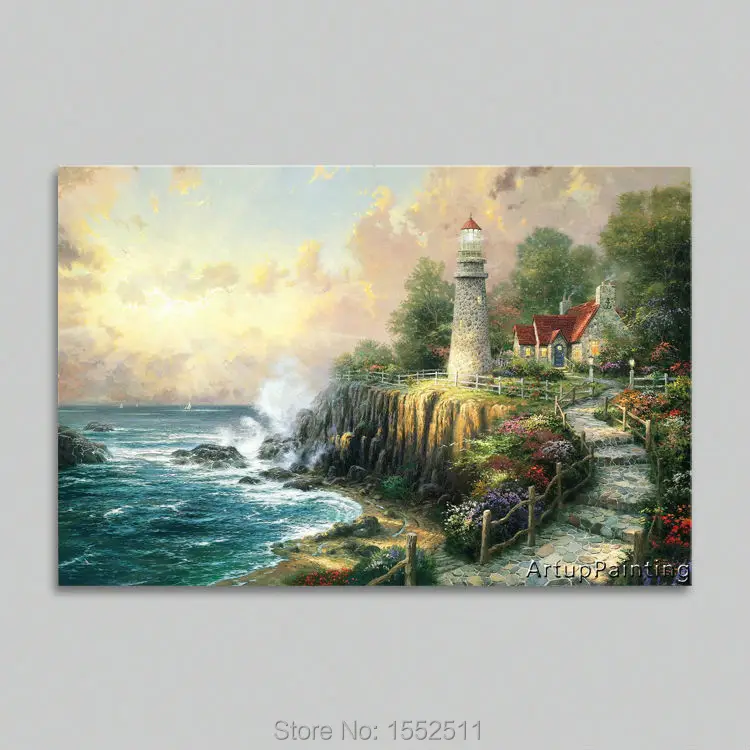 

Thomas Kinkade Oil Paintings The-Light-Of-Peace Art Decor Painting Print Giclee Art Print On Canvas