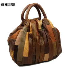 Роскошная винтажная повседневная женская сумка-тоут из натуральной воловьей кожи, сумка-мессенджер на плечо, сумка через плечо, Сумки для дам