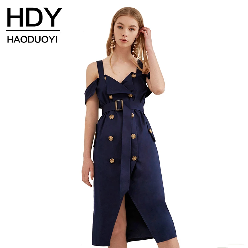 HDY Haoduoyi 2019 Женское модное платье с открытыми плечами и открытой спиной Элегантное