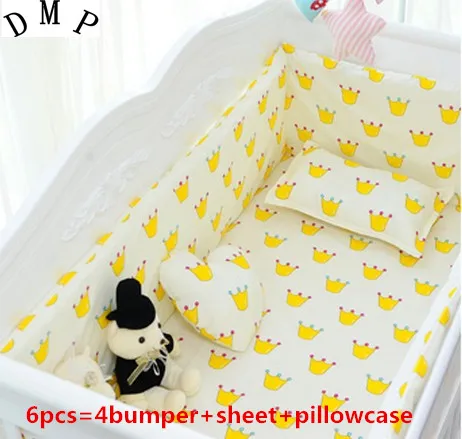 

Promotion! 6PCS Baby Cradle Crib Bumper Crib Bedding Set for Newborn (bumpers+sheet+pillow cover)
