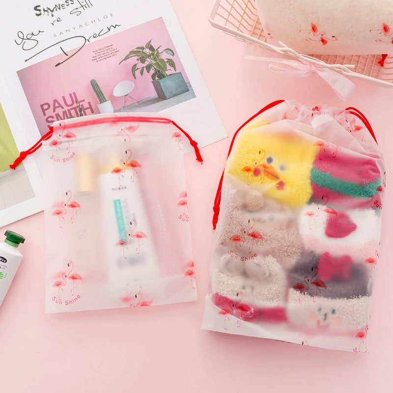 PURDORED 1 قطعة فلامنغو حقيبة سفر لمستحضرات التجميل واضح النساء حقيبة مستحضرات تجميل PVC السفر القماش المنظم كيس التخزين غسل الزينة عدة