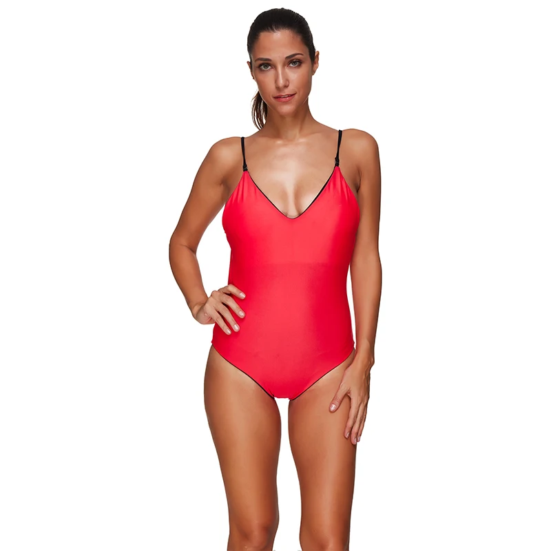 2017 Sexy One Piece Swimwear Single Red Swimsuit Bandage Bodysuit