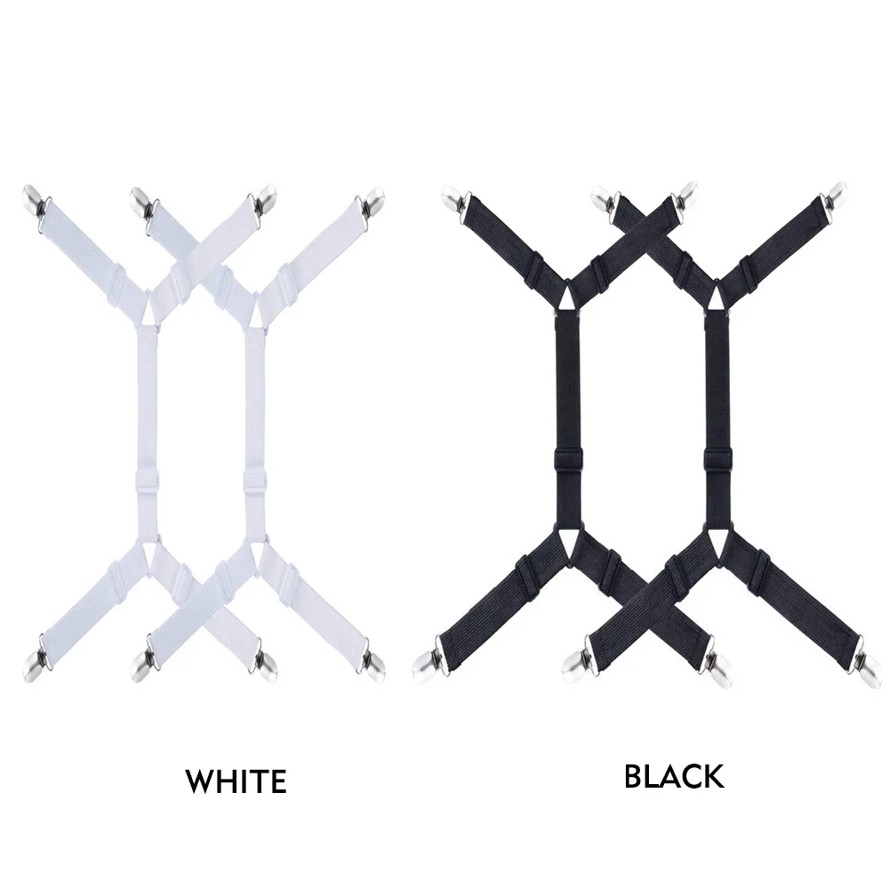 

4 Corners Elastic Ribbon +Metal Clips 2Pcs/Set Sofa Cushion Non Slip Fixing Clip Bed Sheet Holders Suspenders Straps Home