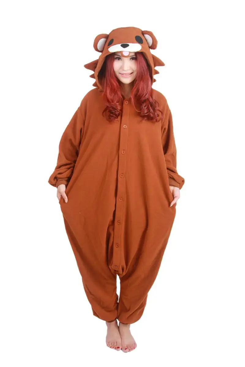 Kigurumi пижамы для взрослых животных Пижама Костюм для косплея «Пижама» Pedo медведь Onesie коричневый пижамы Комбинезоны Rompers - Цвет: pedo bear