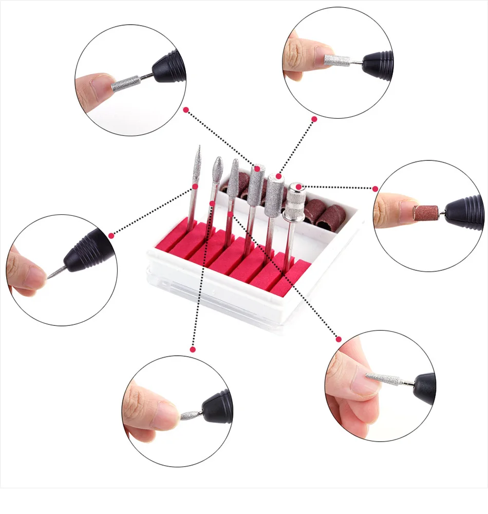 30000RPM Manicure Apparatus Set Pedicure Cutters Milling Machine Electric Nail Drill Bits Ceramic Cutter Sanding Bands Nail Tool