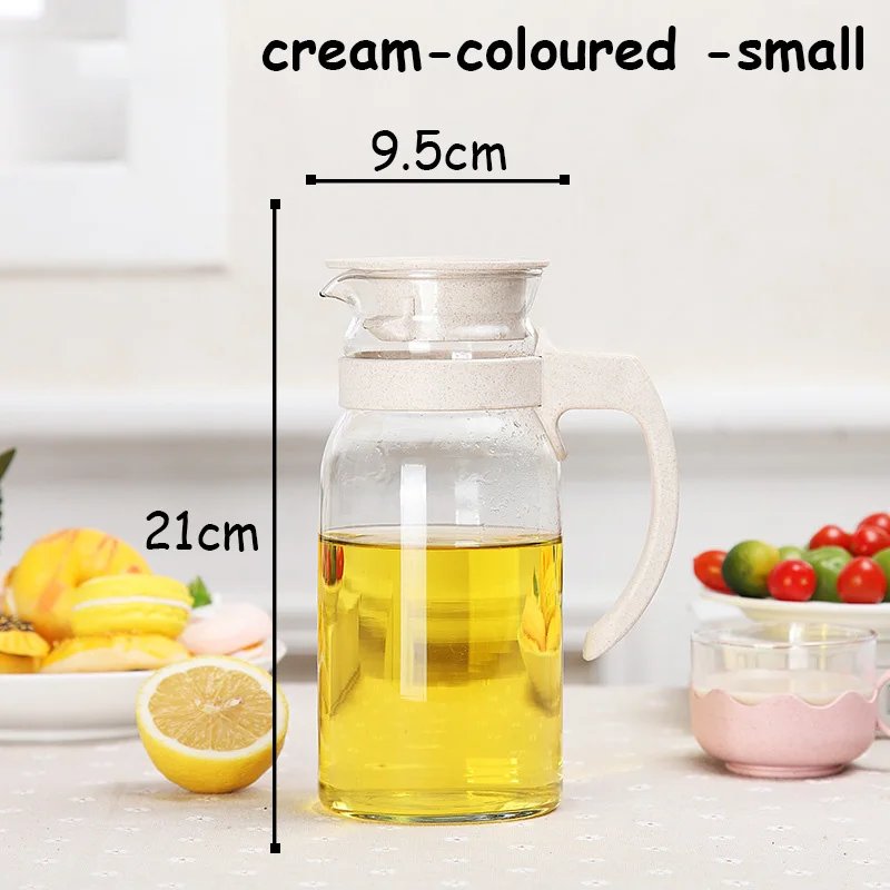 Сок бутылочные прозрачные кувшин для воды чайник Стекло горшок воды из твердого английского фарфора термостойкость контейнер Чай чайники Кухня аксессуары 1 шт - Цвет: Cream-colored S