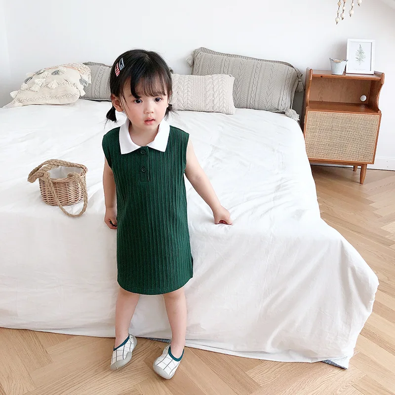 

2019 New Stylish Girls Patchwork Dress Fashion Summer Girls Vest Dresses 2-7 Years