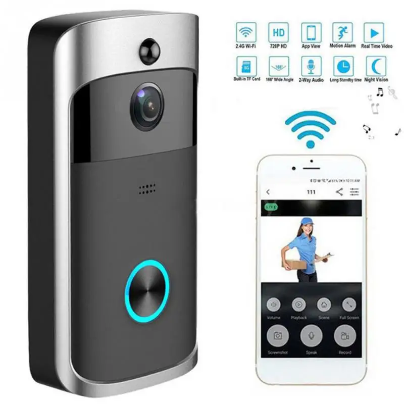 

Smart WiFi Door Bell with Visual Recording Low Power Consumption Remote Home Monitoring Night Vision Video Security Door Phone