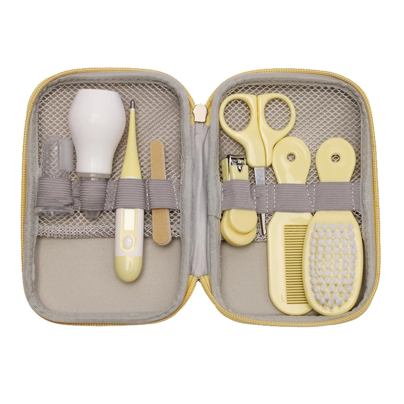 Conjunto de Cuidados de Saúde Termômetro do Bebê Neonatais com Tampa 8 Peças Crianças Kit Manicure Nail Clippers Grooming Pente Esmeril Escova Cuidados 4 saúde bebê grooming kit manicure clippers de