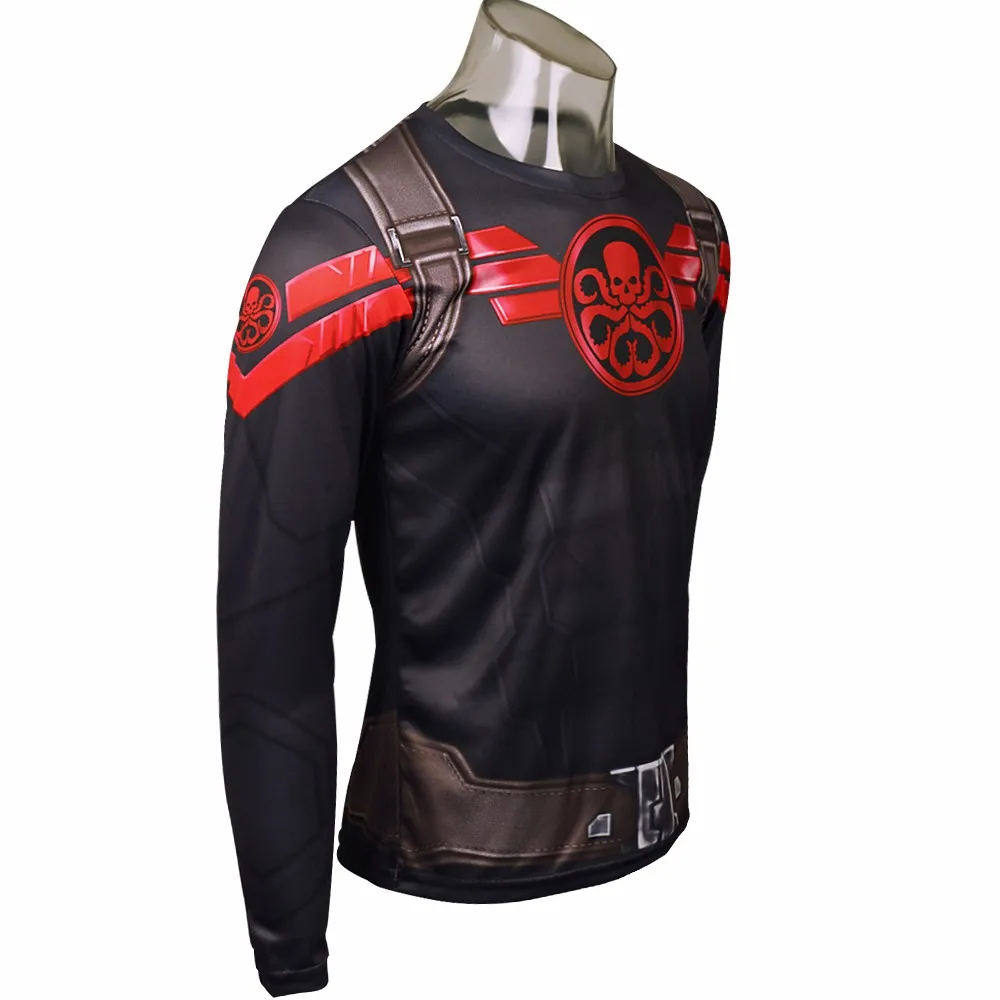 Super Hero T-shirt Cosplay Captain America Hydra Red Skull T-shirt Print 3D Long-sleeve  Men  Quick drying Party Prop (2)