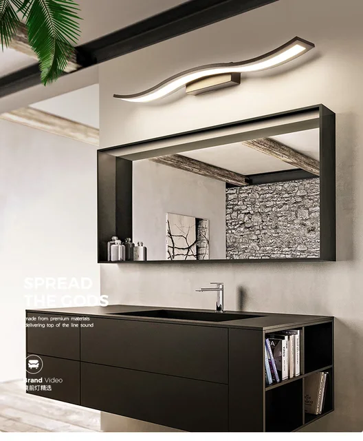 Curved mirror headlights Led mirror bathroom waterproof anti