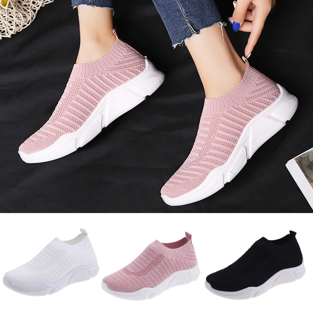 ladies mesh slip on trainers