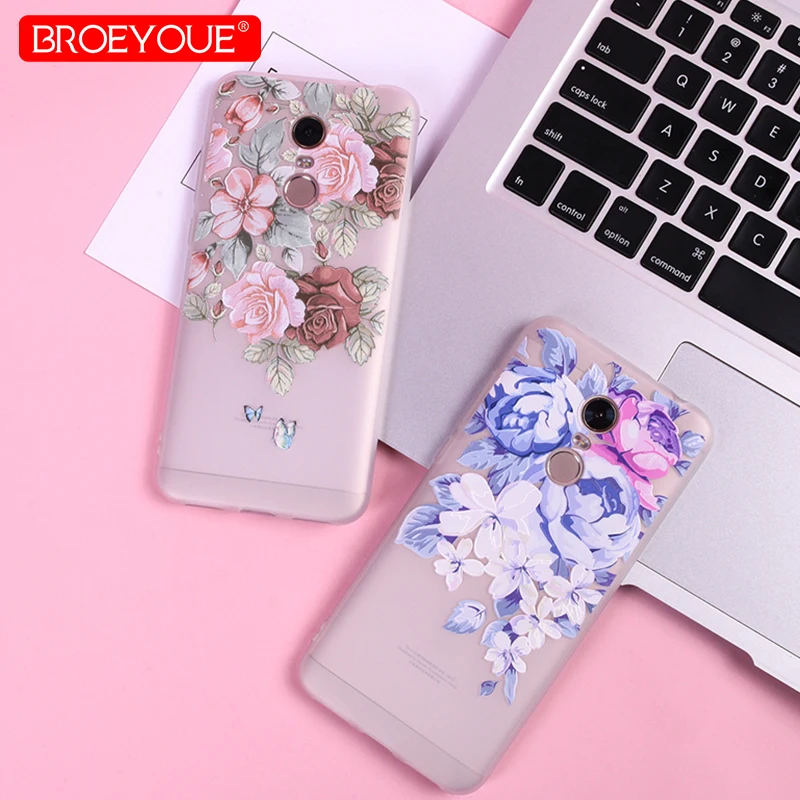 

BROEYOUE 3D Relief Soft Case For Redmi Note 4 4X 5 5A 5A Prime Floral Matte Fashion Flower Ultra Thin Case For Redmi 5 Plus