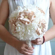 Свадебные подарки свадебный букет Шампанское Белый цветок кристалл бисером Брошь Свадебный аксессуар подружки невесты Искусственные Свадебные цветы