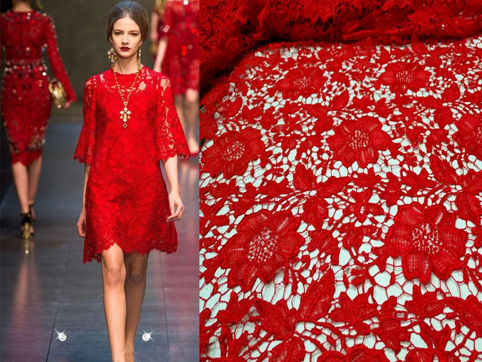 

2019 Latest African Laces Fabrics Red Embroidered Guipure Lace Fabric With Swiss High Quality Nigeria Cord Lace Fabric M1049