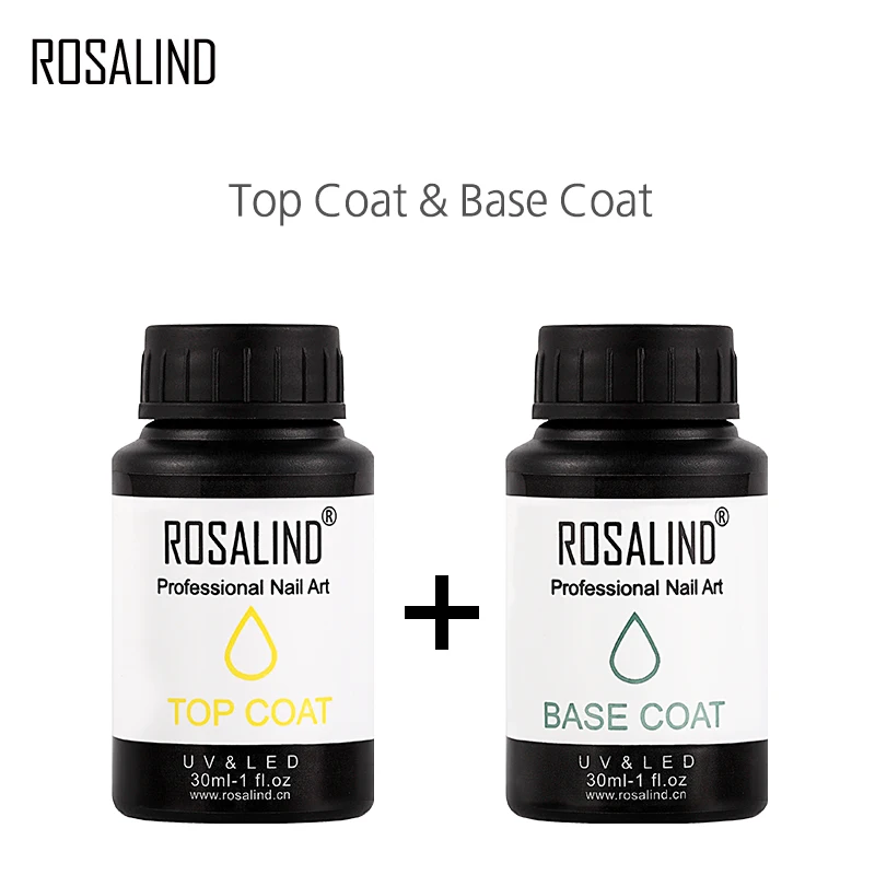 ROSALIND Nail Polish Rubber 15ml & 30ml Nail Gel Lacquer Soak off UV Base & Top Coat Semi Permanent Gel Varnish