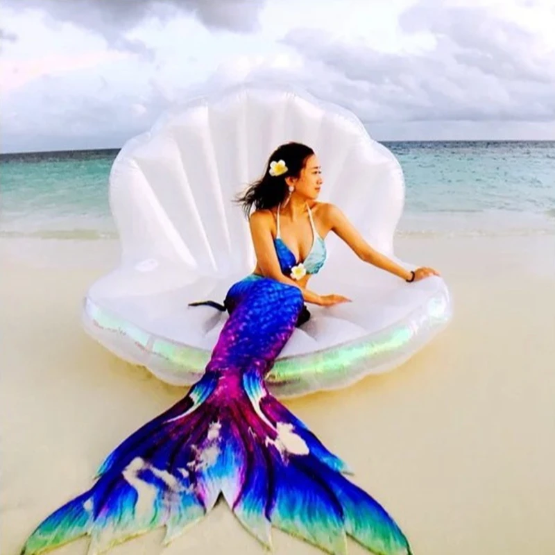 

Large Inflatable Shiny Calm Shell Pool Floats Water Toy Water Air Mattress Bed Raft