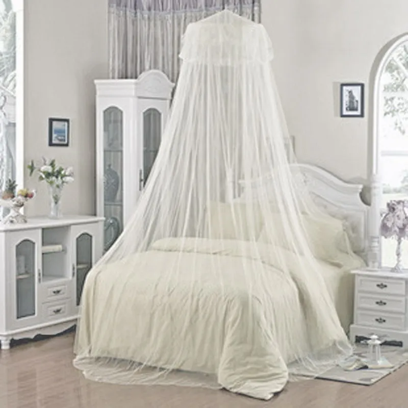 Summer Insect Prevention Elegant Round White Lace Bed Canopy Dome
