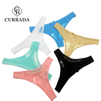 

CURRADA 6pc/lot Sexy thongs lace transparent Tanga women underwear cotton G-string mujer lingerie femme intimate for woman panty