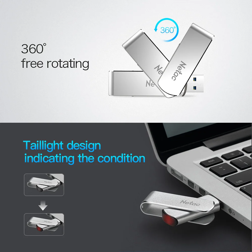 Netac rotary USB Flash Drive 16G Pendrive 32GB 64GB swivel Pen Drive 128GB USB 3.0 Memory Stick Drive Flash Metal Storage Device