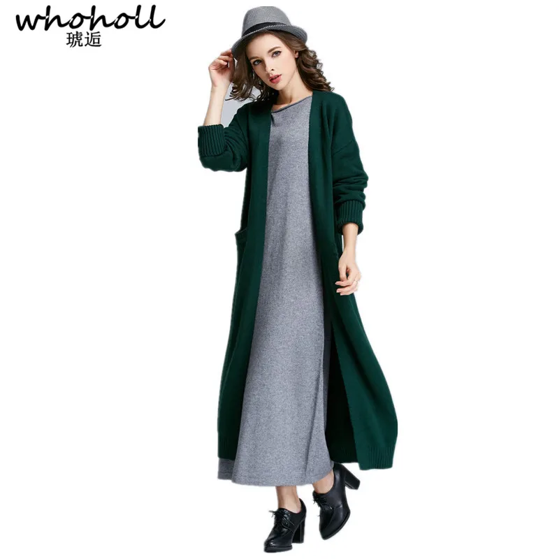 WHOHOLL 2019 Spring New Wild Loose Long Knitwear Cardigan Women Sweater Coat Long Sleeve Coat  Sweaters Fashion Women