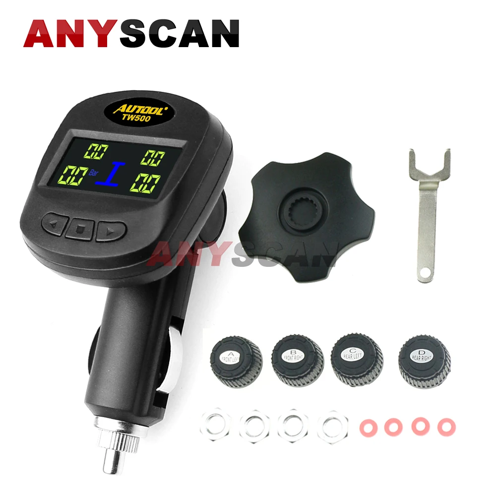 

TW500 TPMS Tire Pressure Monitoring System with 4 External Sensors Digital LCD Display Tire Pressure Monitor Alarm System