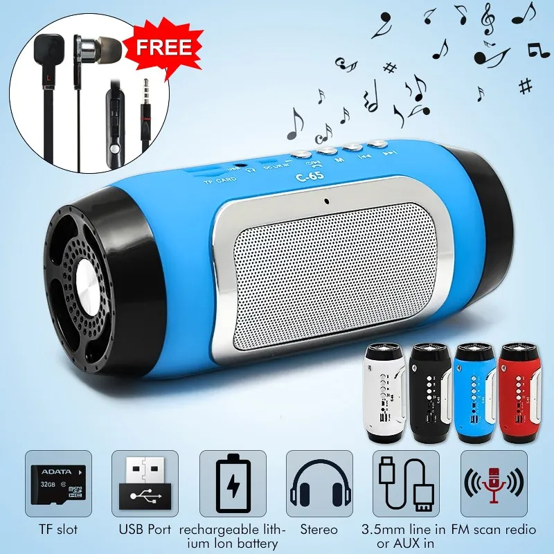 

Best Promotion Portable Wireless Bluetooth Speaker Stereo Soundbar TF FM Radio Music Column Speakers For Computer Phones Tablet