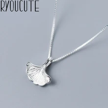 RYOUCUTE Настоящее чистое серебро 925 пробы Ювелирное Украшение, длинная цепочка листок гинкго билоба колье ожерелья для женщин Подарки Коле воротник