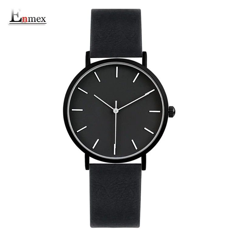 2017 Enmex Cool Style Lady Wristwatch Brief Vogue Simple Stylish Black And White Face Matte Texture