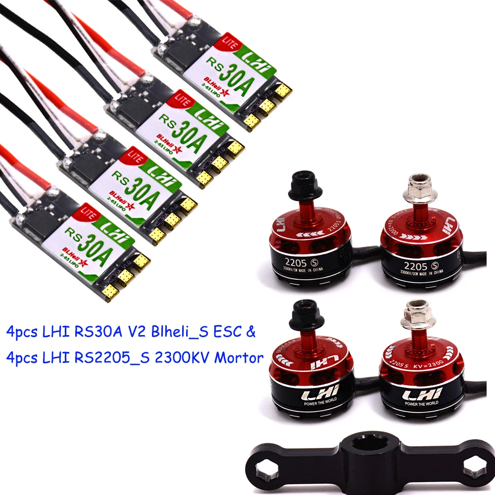 

LHI 2205_S Brushless Motor & LHI RS30A 2-6s Lipo BLheli_S ESC Support Oneshot125 Oneshot42 for High KV Motor for Multicopter