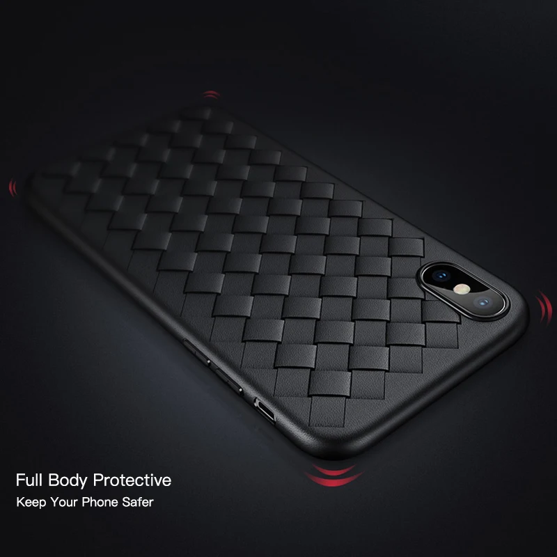 Baseus Luxury Grid Pattern Case For iPhone X Cases Ultra Thin Soft Silicone Protective Case For iPhoneX Cover Matte Coque Funda