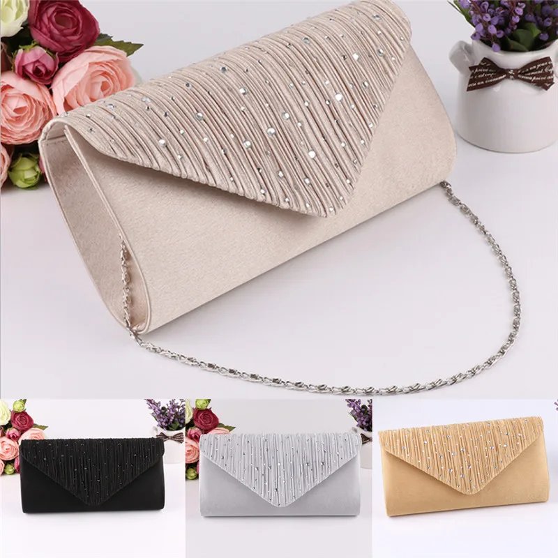 

Elegant Women Diamond chain Envelope Shoulder Bag Purse Day Clutches Evening Party Wedding Bridal Prom HandBag