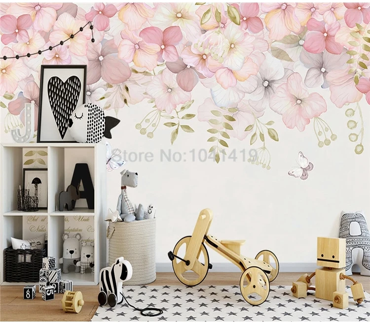 На заказ любой размер Настенные обои современные пасторальные розовые цветы фото настенная живопись гостиная спальня романтический домашний декор наклейка