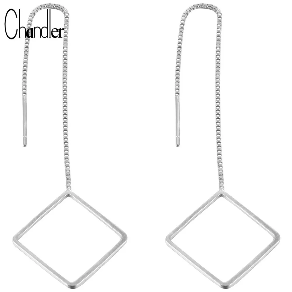 

Chandler OL Style Long Line Earring For Women Square Circle Chain Dangle Exaggerated Geometrical Trendy Ear Jewelry